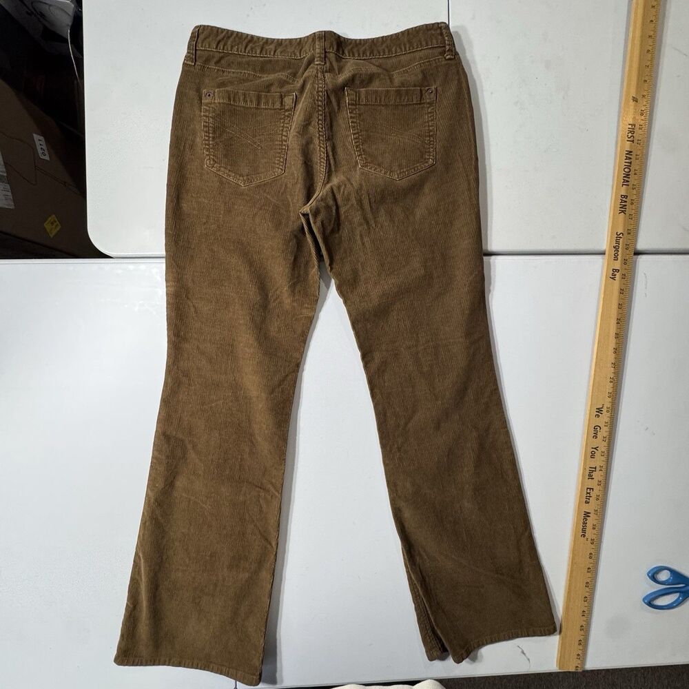 VTG Eddie Bauer Pants Womens Tan Corduroy Boot Cut Stretch Sz 12 90s Minimalism - Picture 3 of 11